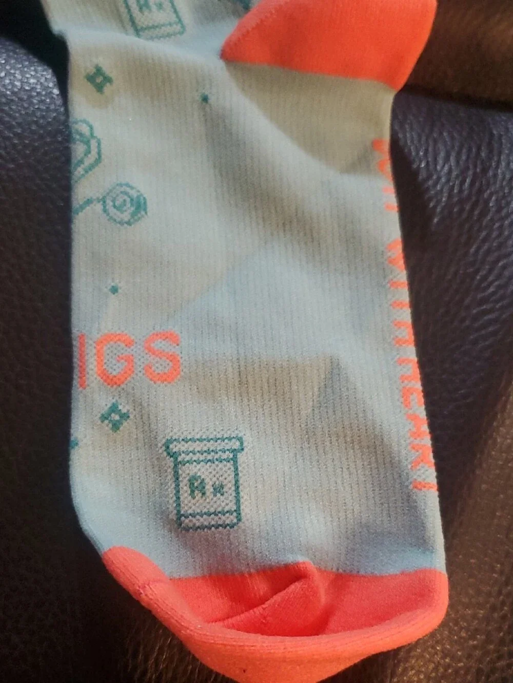 Figs Unisex Athletic Crew Socks in Light Teal with Coral Accents
